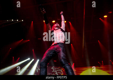 London, Ontario, Canada. 16th Mar, 2016. Marianas Trench takes the stage for a concert performance in London, Ont., on March 14, 2016. The Canadian rock band are from Vancouver, BC., and were formed in 2001. Credit:  Mark Spowart/Alamy Live News Stock Photo