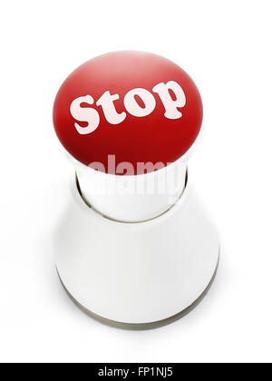 Red push button with Stop inscription Stock Photo