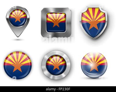 USA State Flag Badges Stock Vector