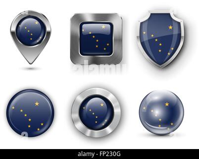 USA State Flag Badges Stock Vector