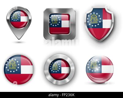 USA State Flag Badges Stock Vector