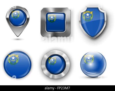 USA State Flag Badges Stock Vector