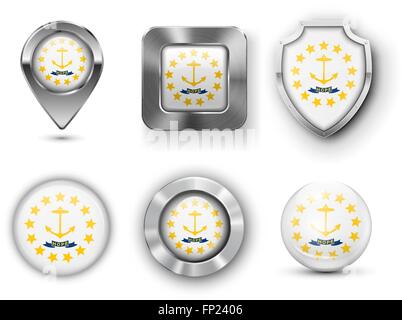 USA State Flag Badges Stock Vector