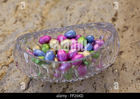 Chocolate covered easter eggs Stock Photo