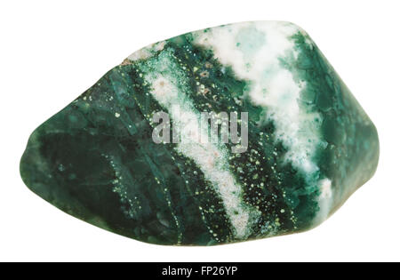 macro shooting of natural gemstone - pebble of Chlorite (clinochlore) mineral gem stone isolated on white background Stock Photo