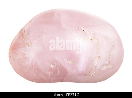 macro shooting of natural gemstone - polished rose quartz mineral gem stone isolated on white background Stock Photo