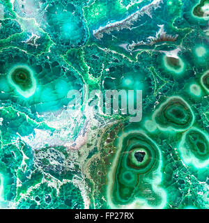 square natural texture background - malachite mineral gem stone close up Stock Photo