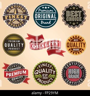 Set of Vintage Labels. Also available in black and white. Stock Vector