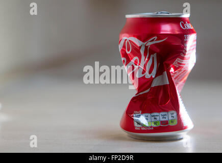 A can of Coca Cola. The 2016 budget has introduced a sugar tax which will affect soft drinks containing sugar. Stock Photo