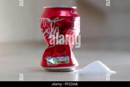 A can of Coca Cola. The 2016 budget has introduced a sugar tax which will affect soft drinks containing sugar. Stock Photo