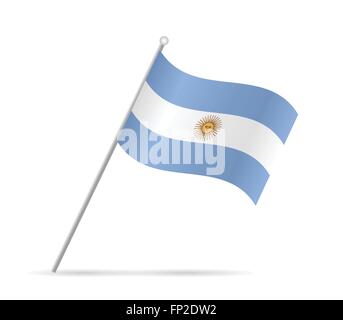 Illustration of a flag from Argentina isolated on a white background. Stock Vector