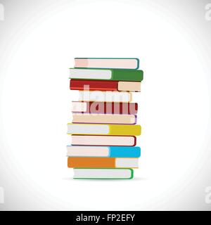 Illustration of a stack of books isolated on a white background. Stock Vector