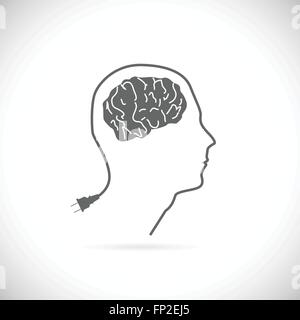 Brain idea illustration isolated on a white background Stock Vector