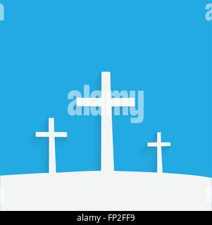 Illustration of religious crosses against a colorful background. Stock Vector