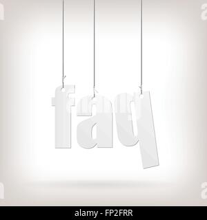 Image of hanging FAQ text isolated on a white background. Stock Vector