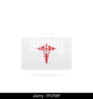 Illustration of a medical first aid kit isolated on a white background. Stock Vector