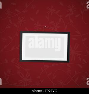 Illustration of a hanging picture frame on a colorful background. Stock Vector