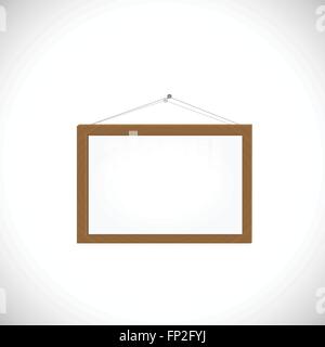 Illustration of a hanging wooden frame isolated on a white background. Stock Vector