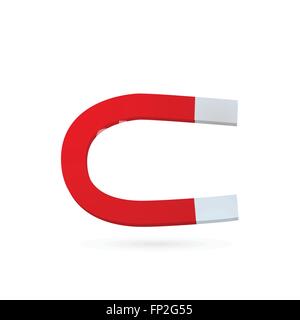 Illustration of a horseshoe magnet isolated on a white background. Stock Vector