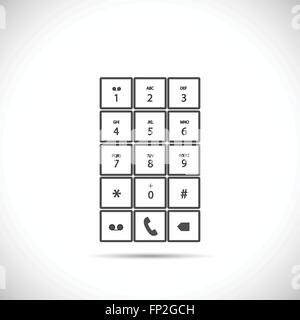 Illustration of a phone keypad isolated on a light background. Stock Vector