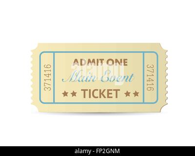 Illustration of a colorful admit one ticket isolated on a white background. Stock Vector