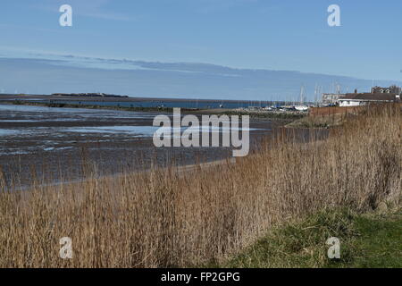 Caldy beach, Wirral, Merseyside, looking towards West Kirby and Hilbre Island Stock Photo