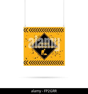Illustration of a hanging Under Construction sign isolated on a white background. Stock Vector