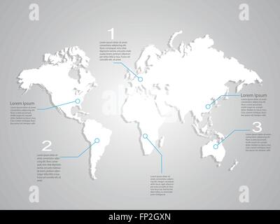 Illustration of the world map with text on a gray background. Stock Vector