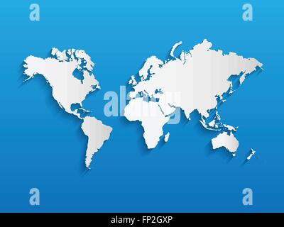 Illustration of a world map on a colorful blue background. Stock Vector
