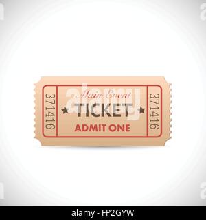 Illustration of a vintage Admit One ticket isolated on a white background. Stock Vector