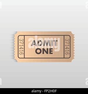 Illustration of an Admit One ticket on a light background. Stock Vector