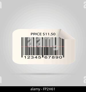 Illustration of a paper barcode sticker isolated on a white background. Stock Vector