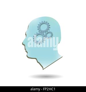 Illustration of gears inside of a head isolated on a white background. Stock Vector