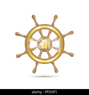 Illustration of a captain's wheel isolated on a white background. Stock Vector