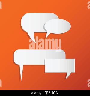 Illustration of chat bubbles on a colorful orange background. Stock Vector