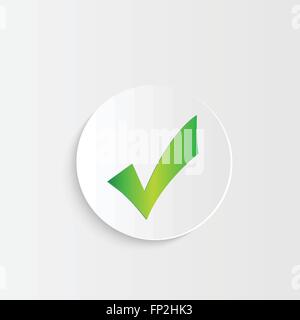 Illustration of a button with checkmark symbol isolated on a white background. Stock Vector