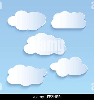 Illustration of clouds against a colorful blue background. Stock Vector