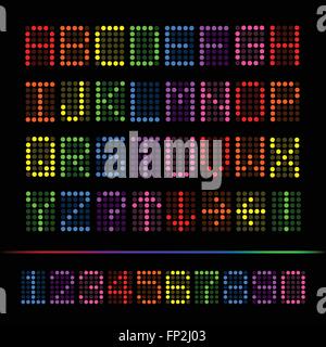 Vector image of a colorful digital font set. Stock Vector