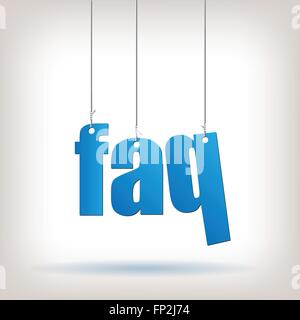 Image of hanging FAQ text isolated on a white background. Stock Vector