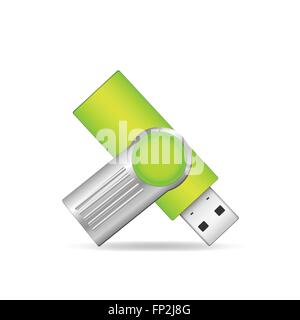 Illustration of a USB flash drive isolated on a white background. Stock Vector