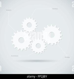Illustration of abstract gears isolated on a colorful background. Stock Vector