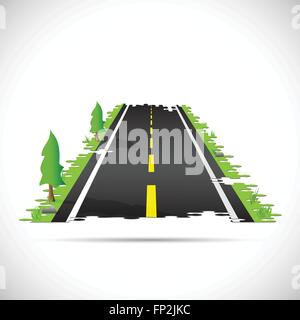 Illustration of a highway made of puzzle pieces isolated on a white background. Stock Vector