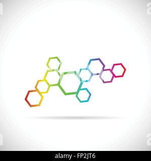 Illustration of an abstract molecule design isolated on a white background. Stock Vector