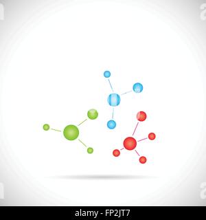 Illustration of an abstract molecule design isolated on a white background. Stock Vector