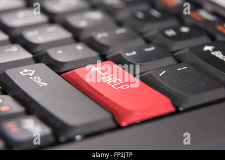 Close Up of Red Help Key Button on Keyboard. Stock Photo