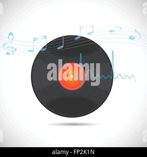 Illustration of a vinyl record isolated on a white background. Stock Vector