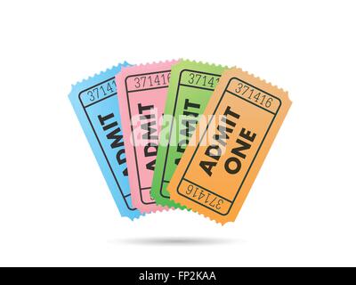 Illustration of colorful tickets isolated on a white background. Stock Vector