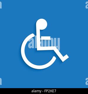 Illustration of the wheelchair symbol on a colorful blue background. Stock Vector