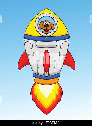 Cartoon Dog Astronaut In Spaceship Stock Vector