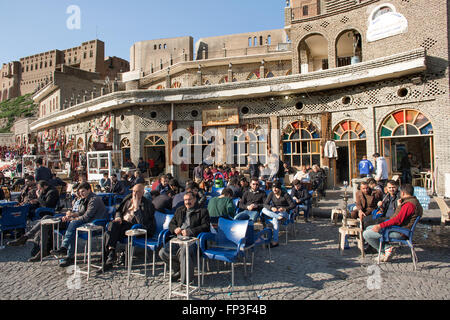 teashop near the ancient Citadel of Erbil in Northern Iraq Stock Photo